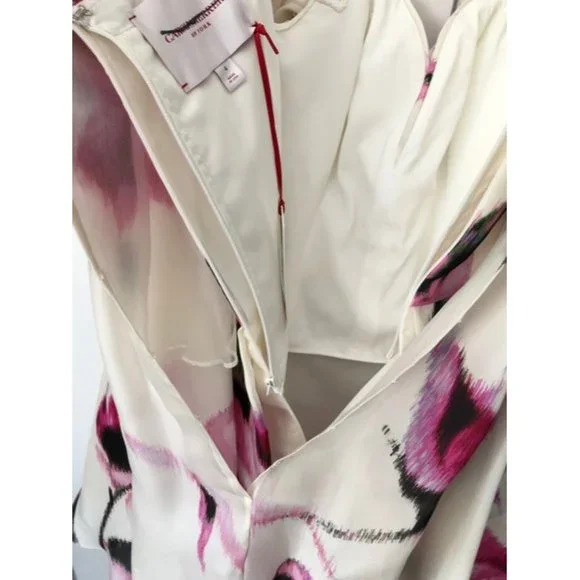 CAROLINA HERRERA Off The Shoulder Cape Effect Floral Print Silk Organza Dress